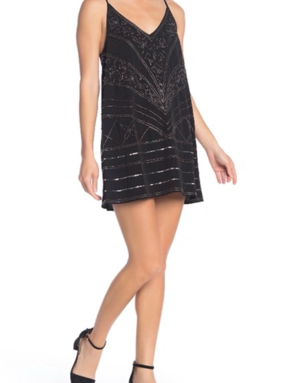 Free People Black Beaded Slip